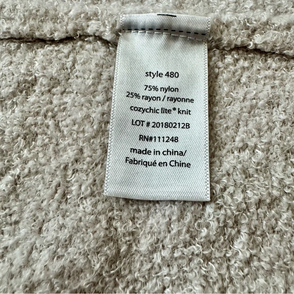 Barefoot Dreams CozyChic Lite Knit Hooded Cardigan with Pockets Stone Size XS/S